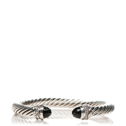 David Yurman Sterling Silver Diamond Black Onyx 7mm Cable Classics Crossover Bracelet 1 of 4