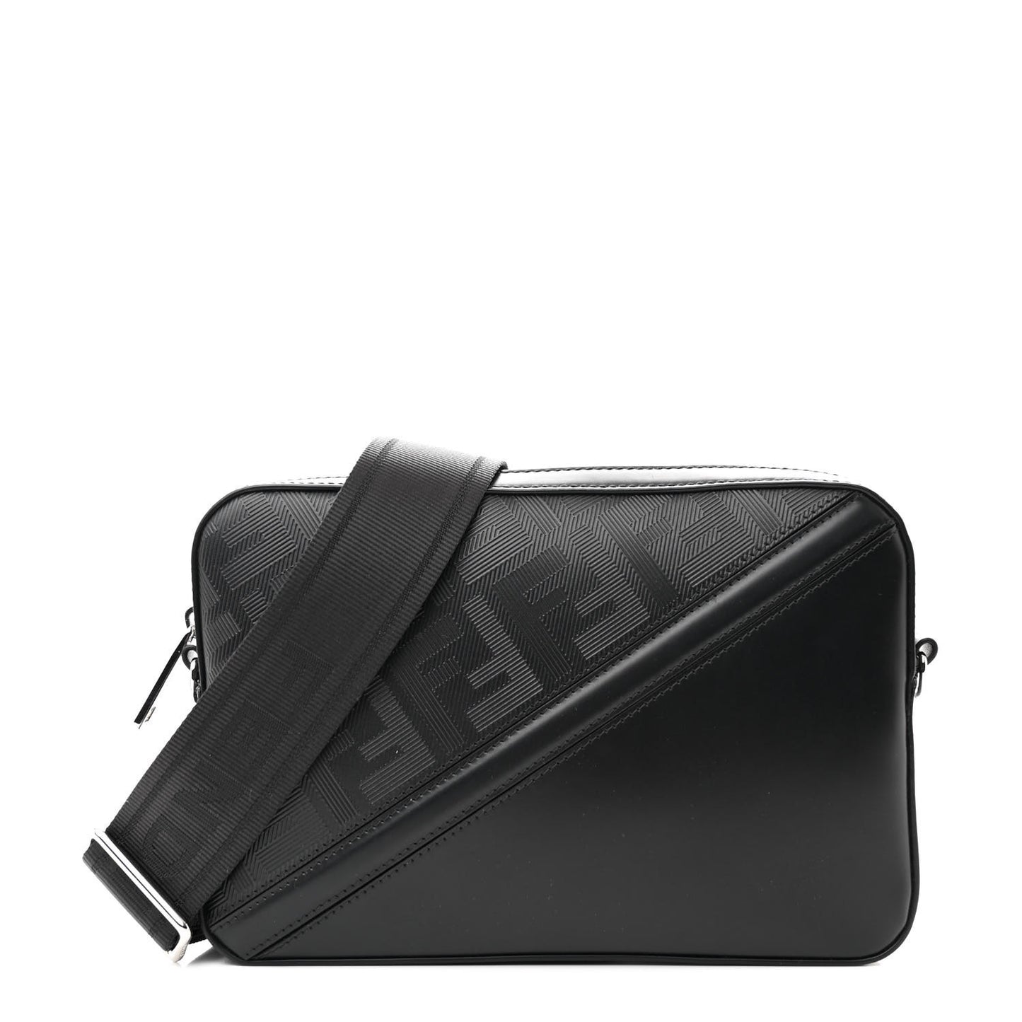 Glazed Fabric Vitello Liberty FF 1974 Diagonal Medium Camera Case Black