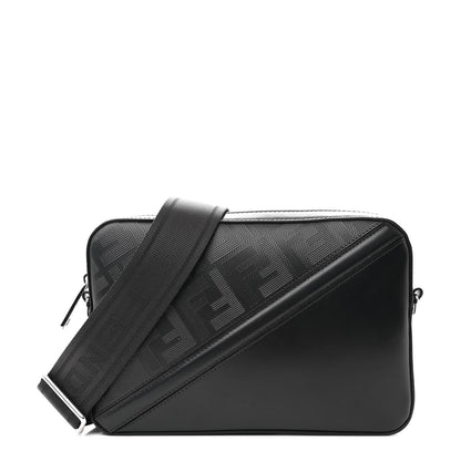 Fendi Glazed Fabric Vitello Liberty FF 1974 Diagonal Medium Camera Case Black 1 of 10