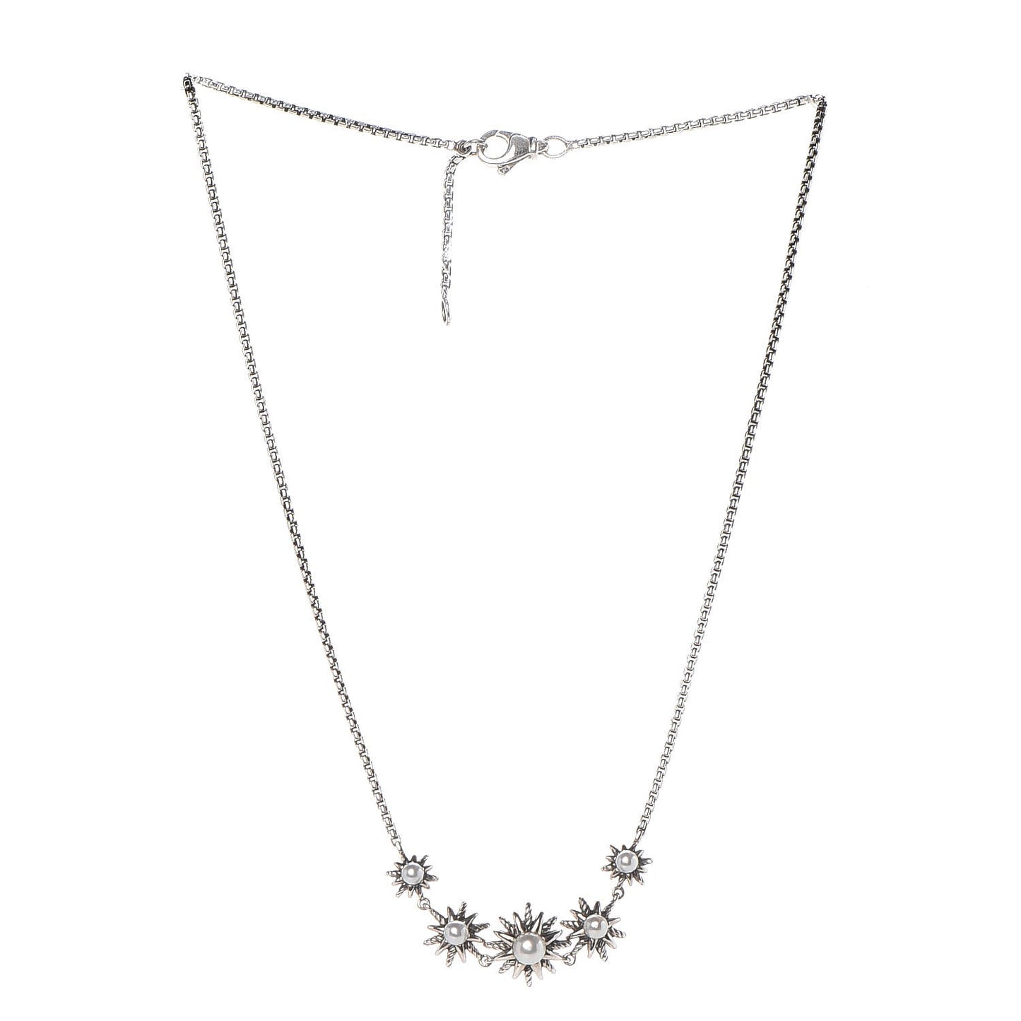 Sterling Silver Pearl Starburst Necklace