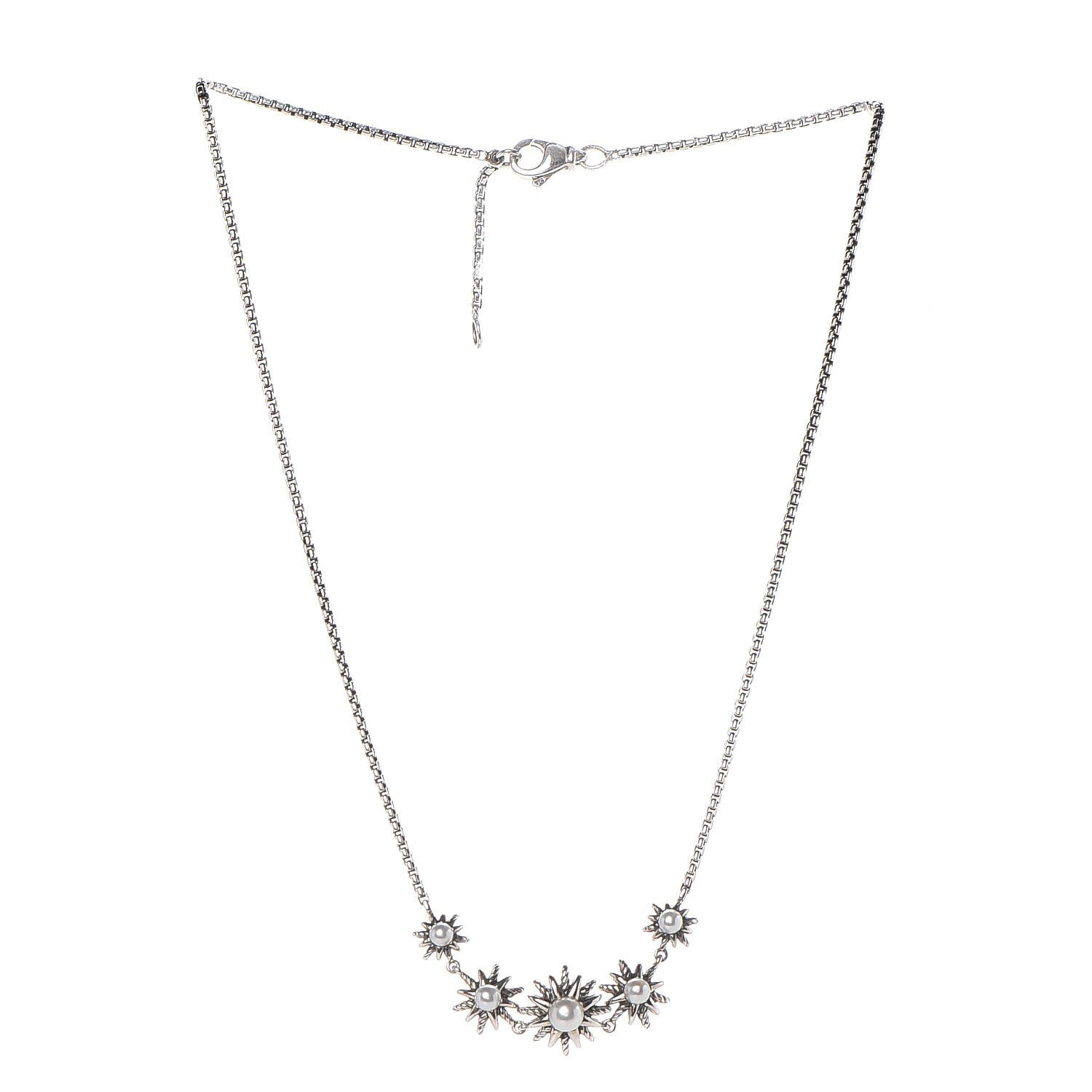 David Yurman Sterling Silver Pearl Starburst Necklace 3 of 5