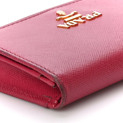 Prada Saffiano Metal Bi-Fold Card Holder Wallet Peonia 10 of 19