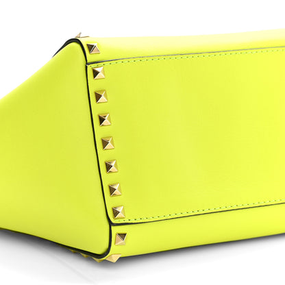 Valentino Garavani Vitello Small Rockstud Double Handle Tote Yellow Fluo 8 of 9
