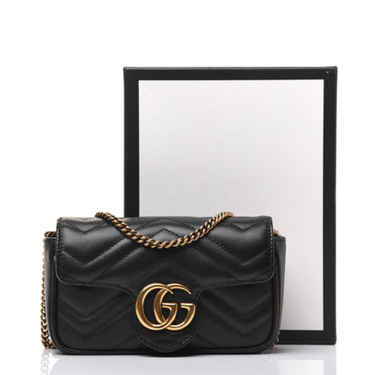 Gucci Calfskin Matelasse Super Mini GG Marmont Shoulder Bag Black 16 of 16