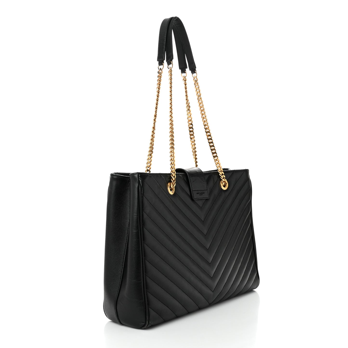 Grain De Poudre Matelasse Chevron Monogram Shopping Bag Black