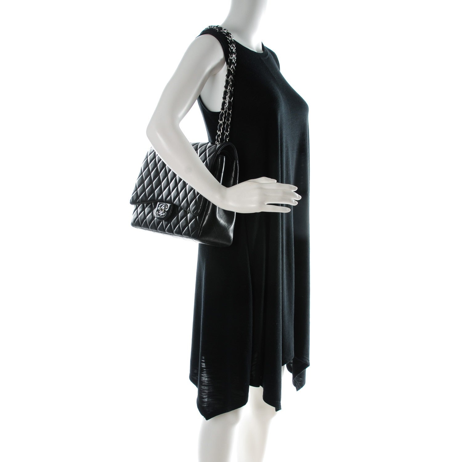Chanel Lambskin Quilted Maxi Double Flap Black 2 of 10