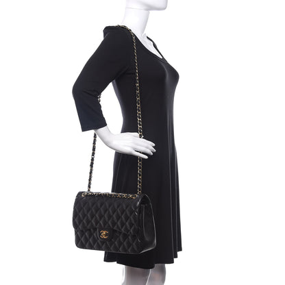 Chanel Lambskin Quilted Jumbo Double Flap Black 2 of 18