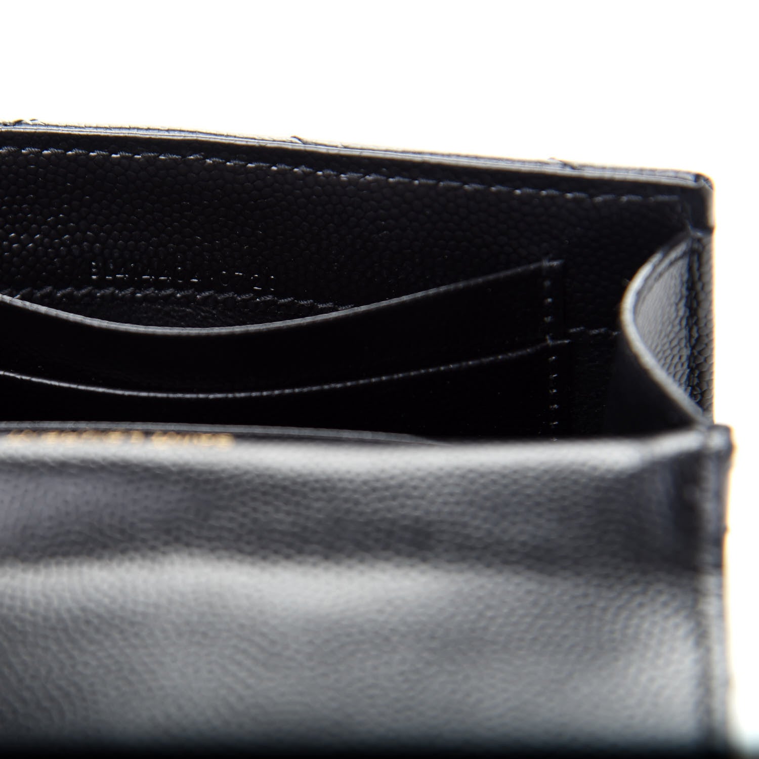 Saint Laurent Grain De Poudre Matelasse Chevron Small Monogram Envelope Wallet Black 7 of 8