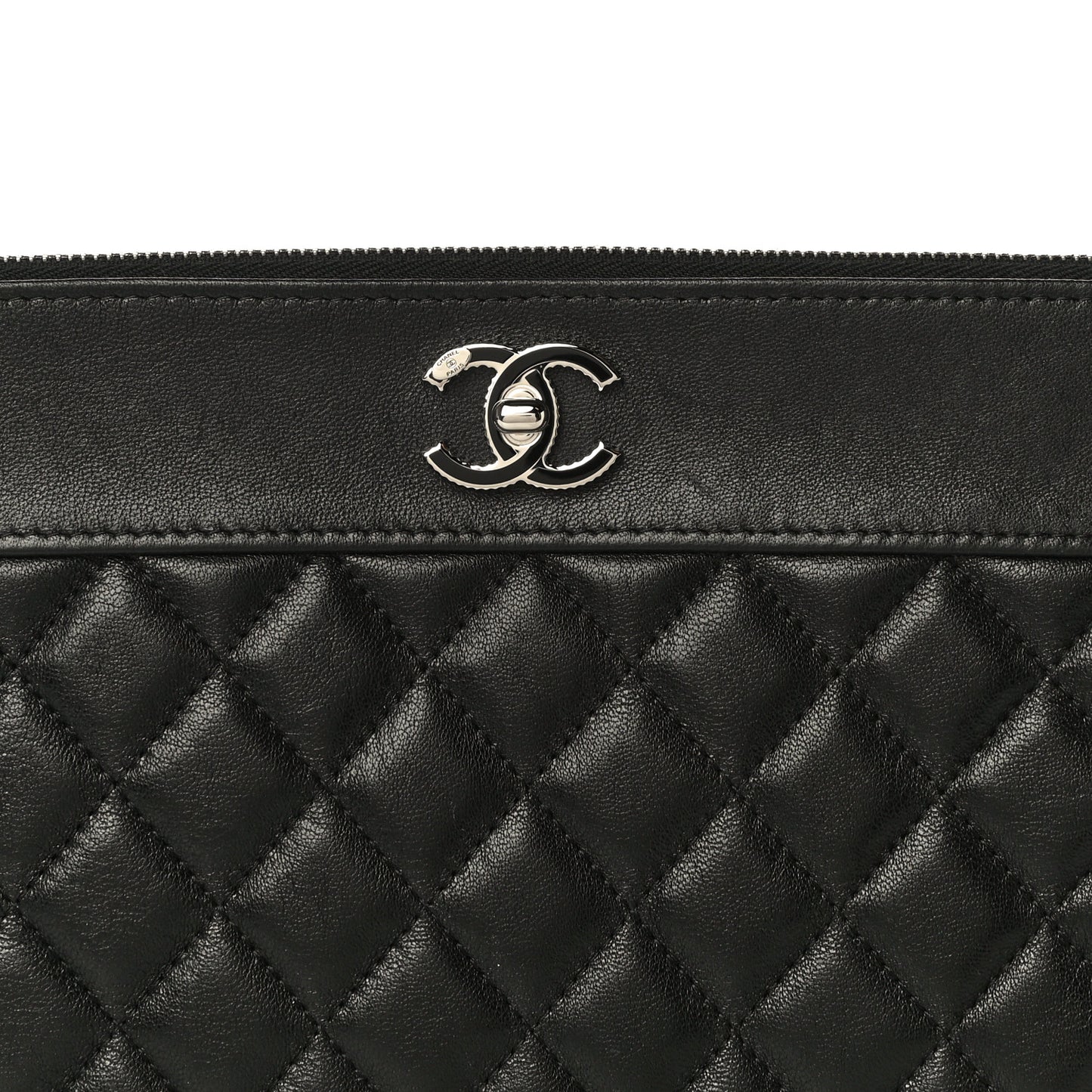 Sheepskin Quilted Medium Vintage Mademoiselle Cosmetic Case Black