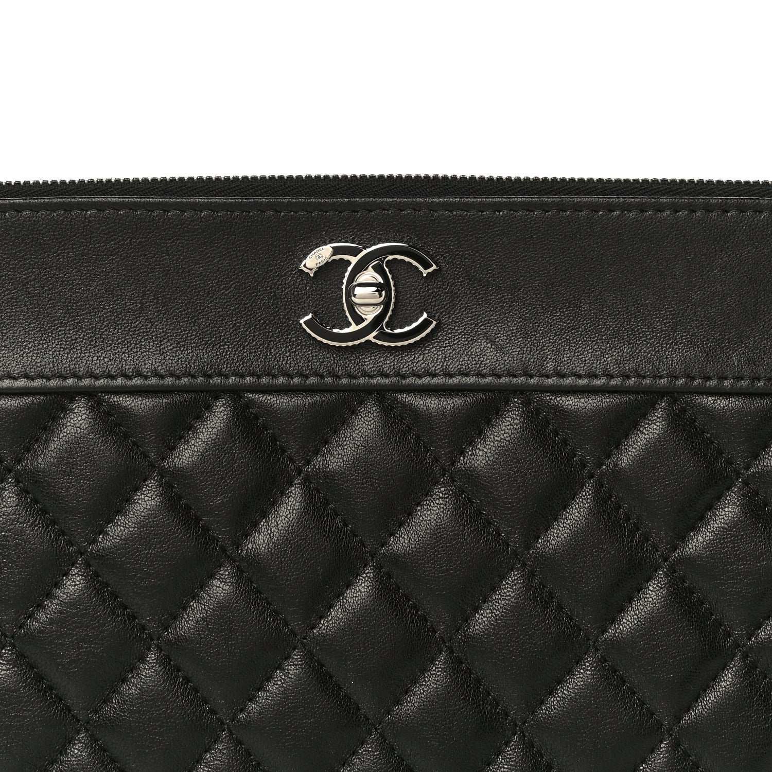 Chanel Sheepskin Quilted Medium Vintage Mademoiselle Cosmetic Case Black 8 of 14