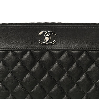 Chanel Sheepskin Quilted Medium Vintage Mademoiselle Cosmetic Case Black 8 of 14