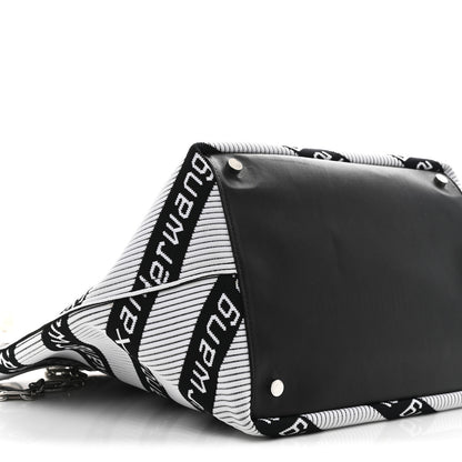 Alexander Wang Knit Jacquard Diagonal Logo Roxy Tote White Black 10 of 12