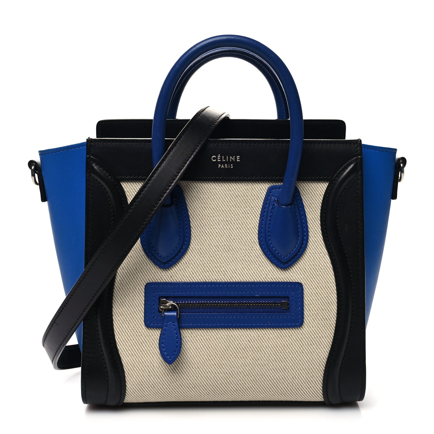 Celine Canvas Smooth Calfskin Nano Tri-Color Luggage Natural Blue 1 of 11