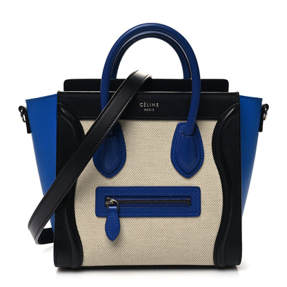 Celine Canvas Smooth Calfskin Nano Tri-Color Luggage Natural Blue 1 of 11