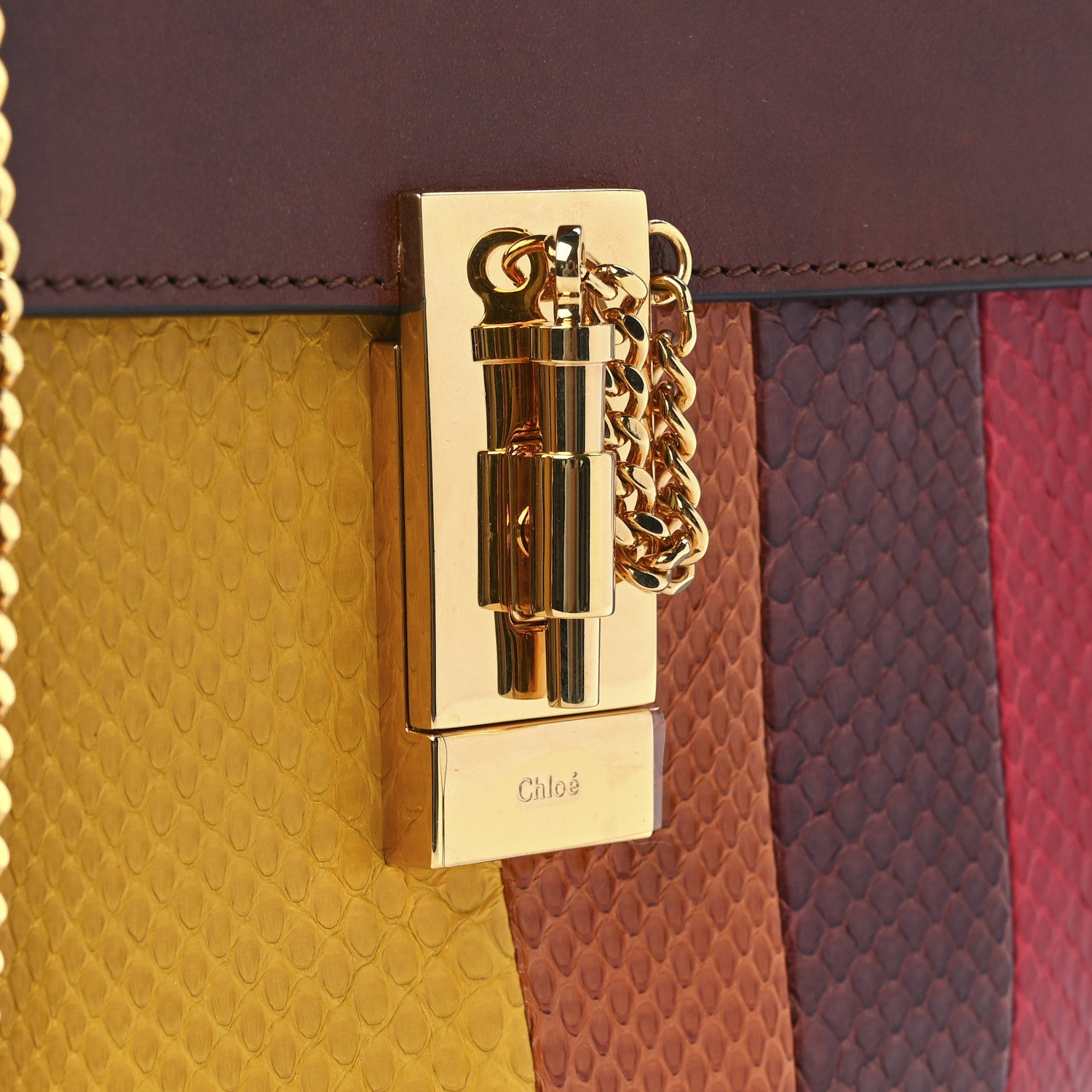 Chloe Snakeskin Drew Shoulder Bag Brown Multicolor 9 of 14