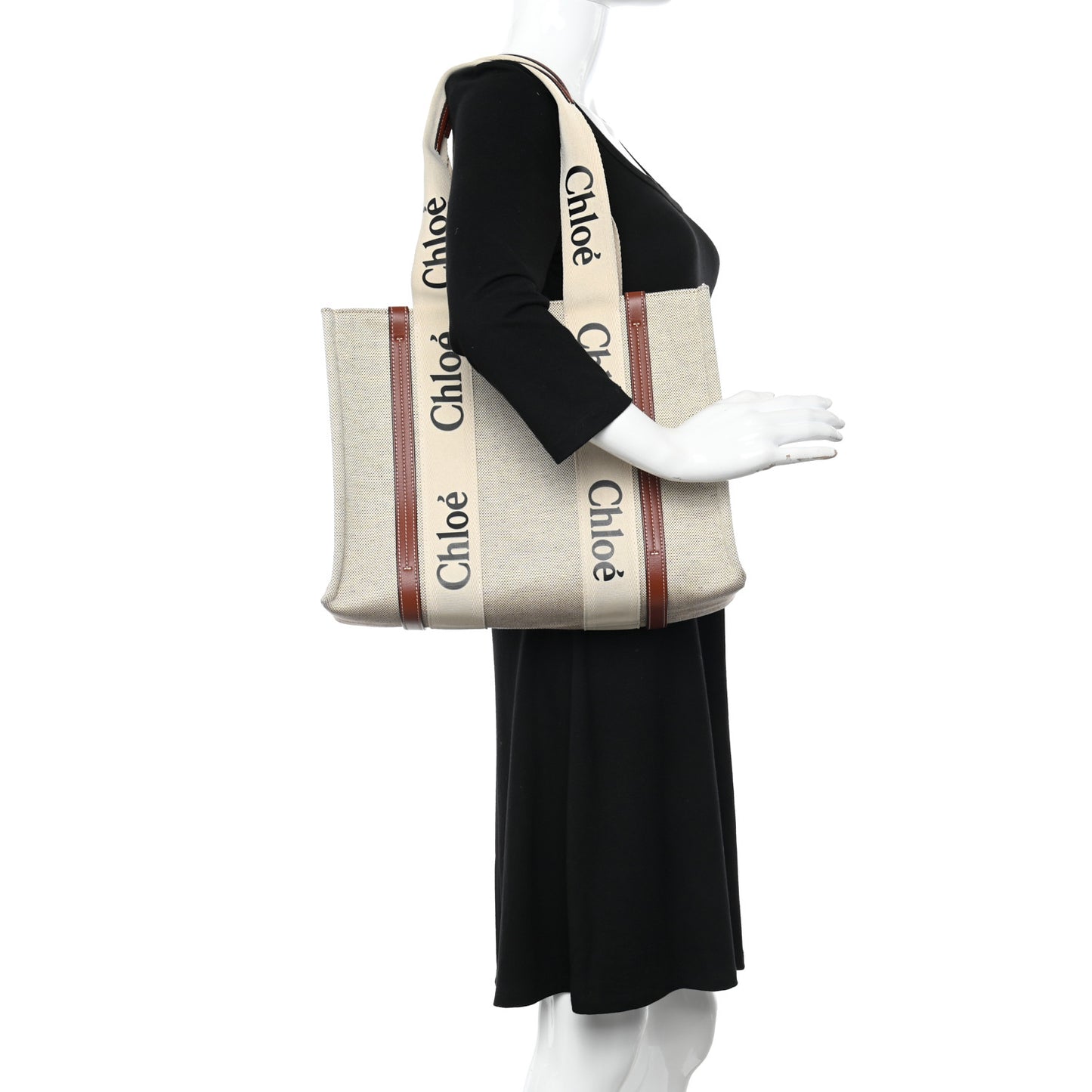Cotton Calfskin Medium Woody Ribbon Tote White Brown
