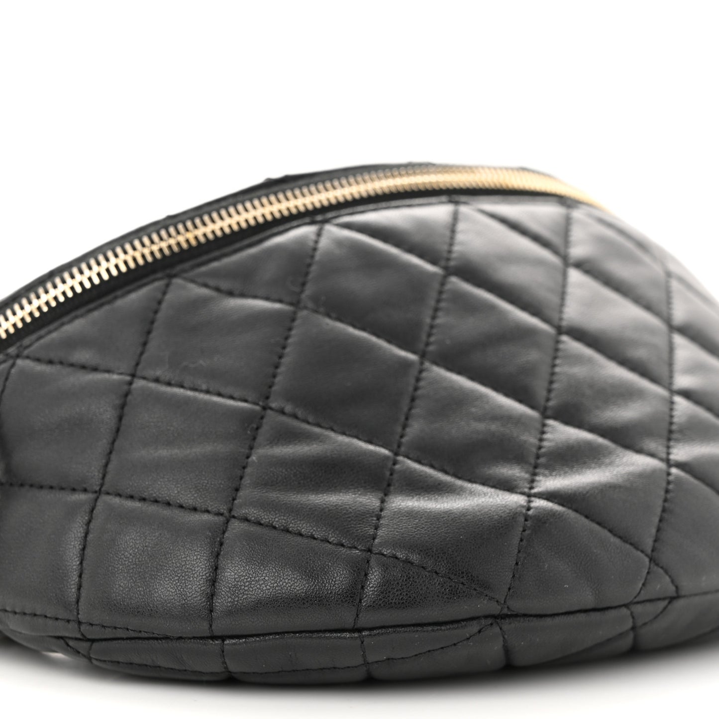 Lambskin Pearl Quilted CC Belt Bag Black