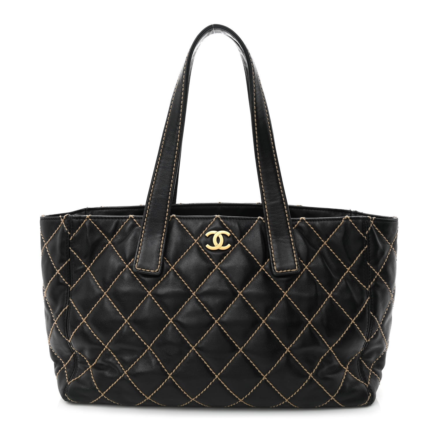 Chanel Calfskin Contrast Stitch Surpique Tote Black 1 of 13