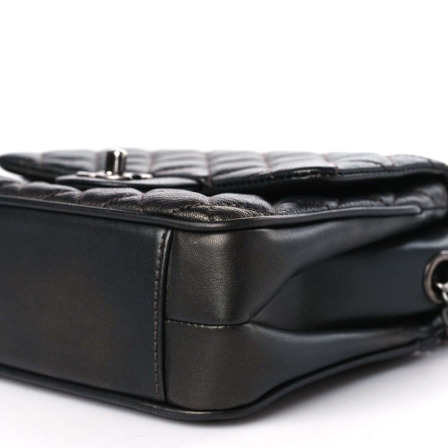 Chanel Metallic Goatskin Quilted Small Rock In Rome Flap Charcoal 8 of 8