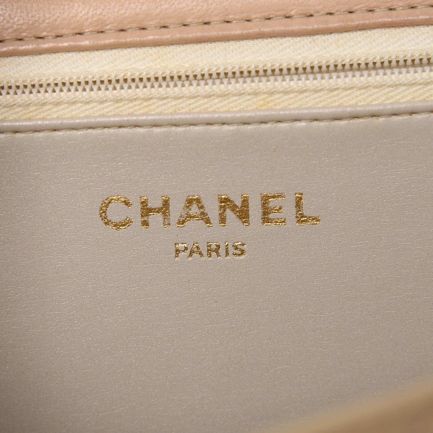 Lambskin Stitched Small Single Flap Beige