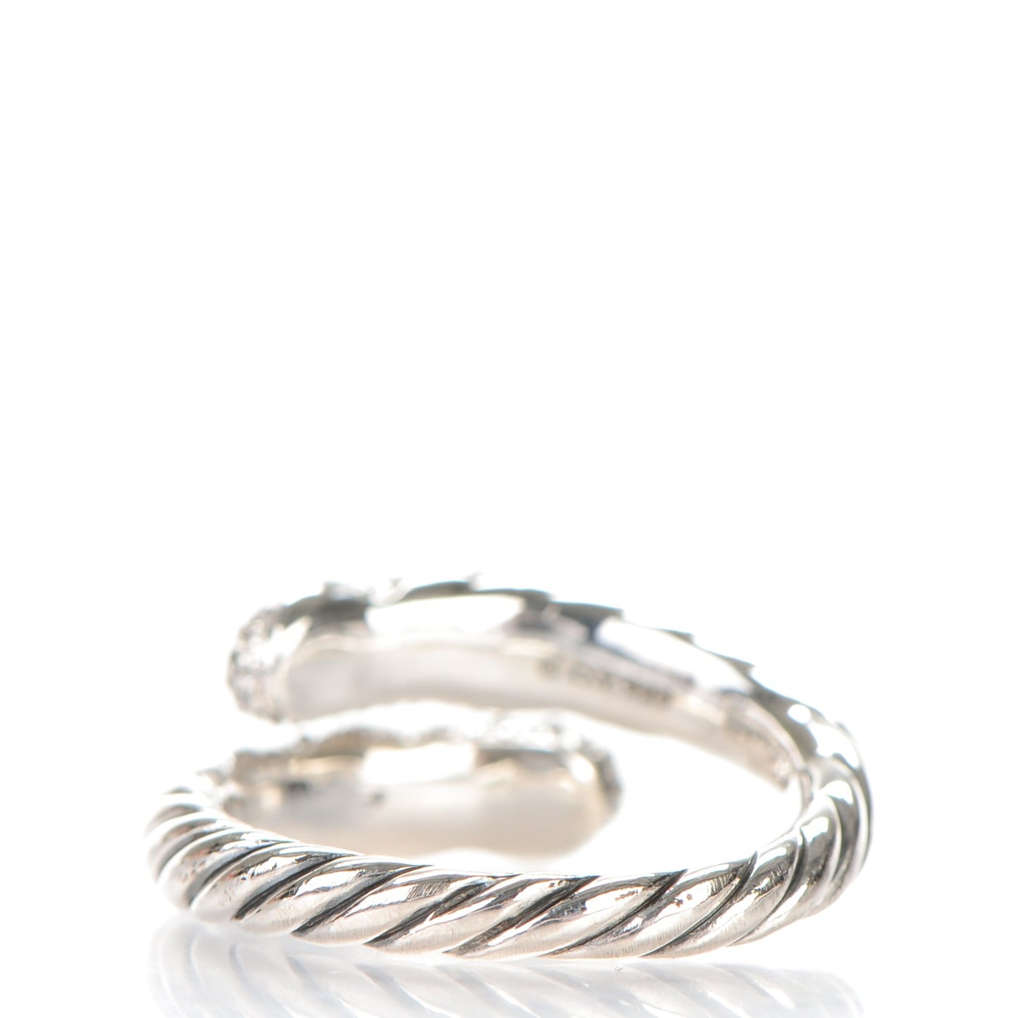Sterling Silver Pave Diamond 10mm Willow Open Single Row Ring 54 7