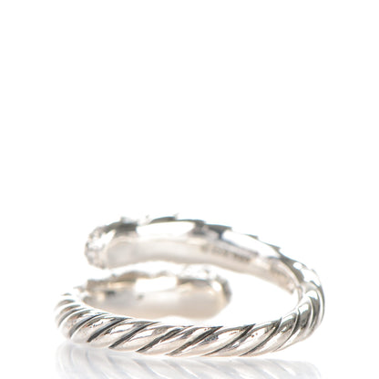 David Yurman Sterling Silver Pave Diamond 10mm Willow Open Single Row Ring 54 7 3 of 4