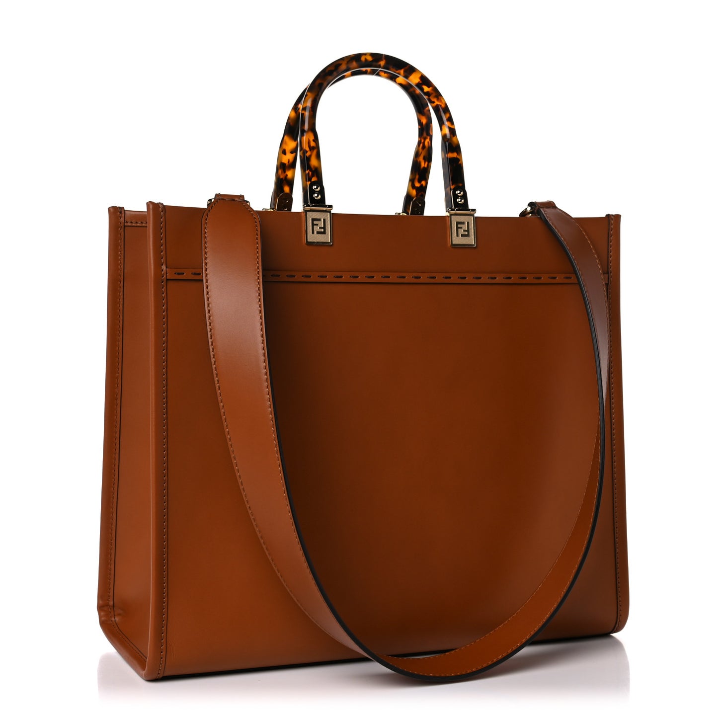 Vitello King Plexiglass Medium Fendi Sunshine Shopper Tote Cuoio