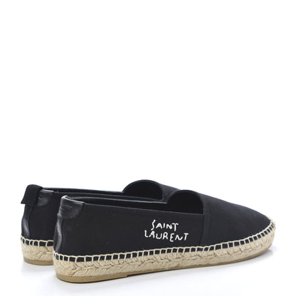 Saint Laurent Canvas Nappa Elba Light Logo Embroidered Espadrilles 38.5 Black 4 of 8