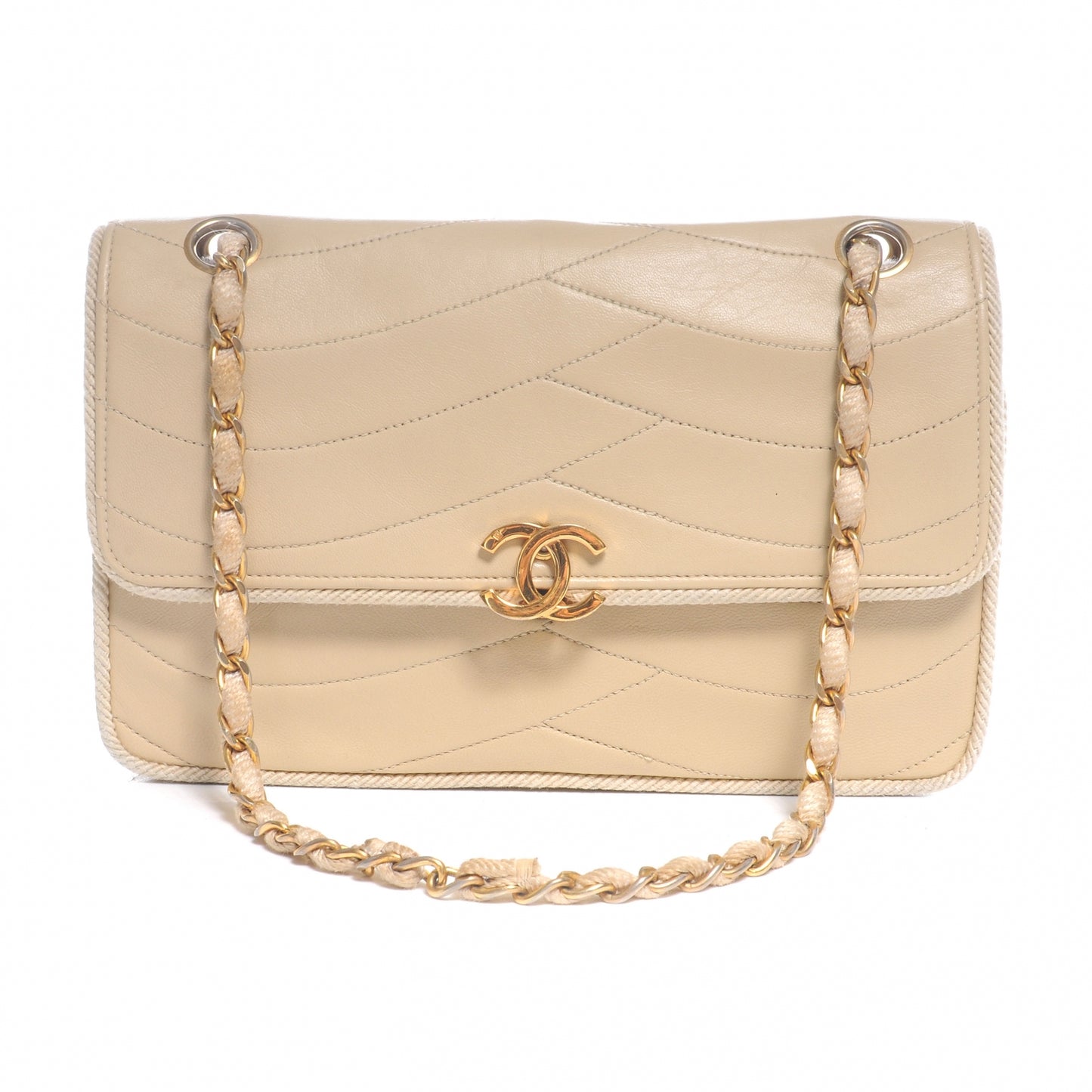 Lambskin Small Double Flap Beige