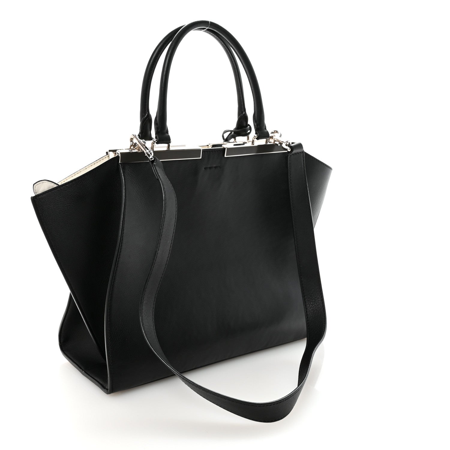 Fendi Vitello Dolce Shiny Nappa Petite 3Jours Tote Black 1845389