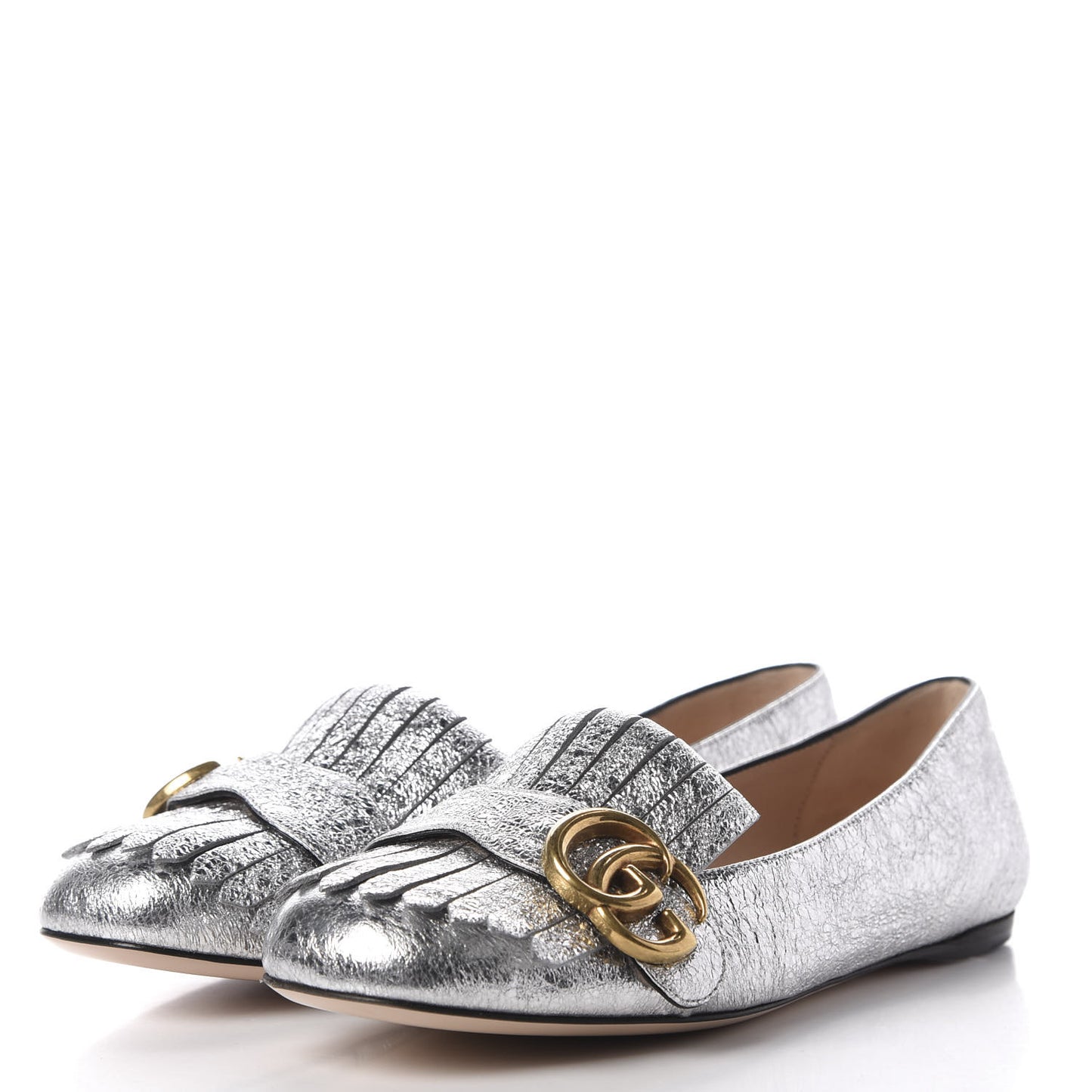 Galassia GG Marmont Fringe Flats 36.5 Argento