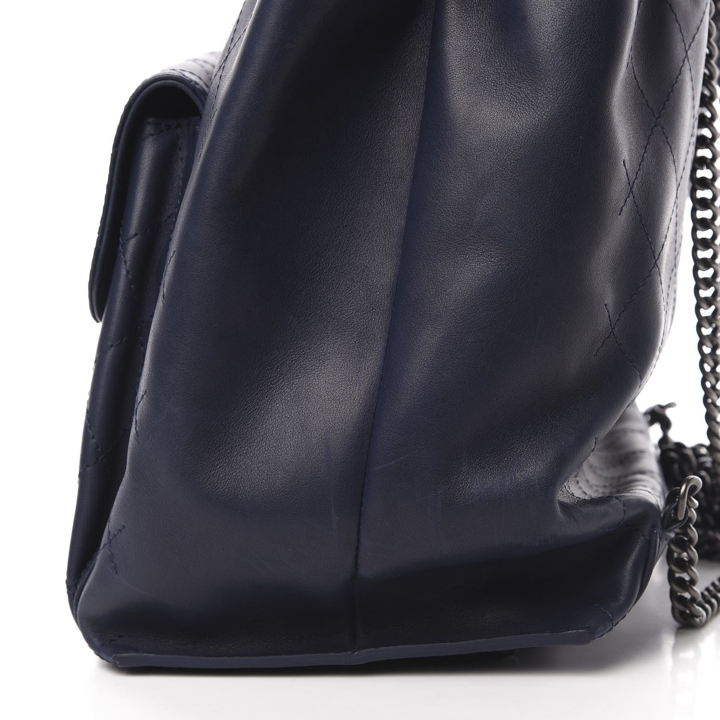 Calfskin Stitched Large Urban Luxury Drawstring Backpack Navy Blue