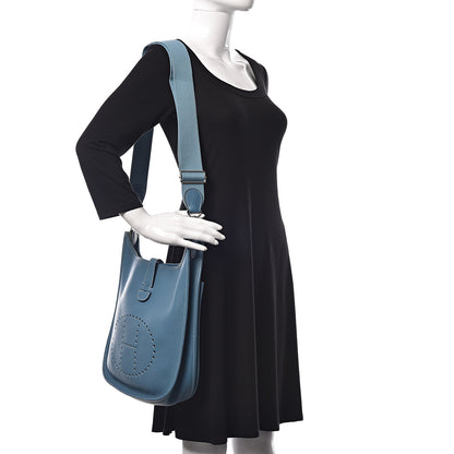 Hermes Taurillon Clemence Evelyne III GM Blue Jean 2 of 12