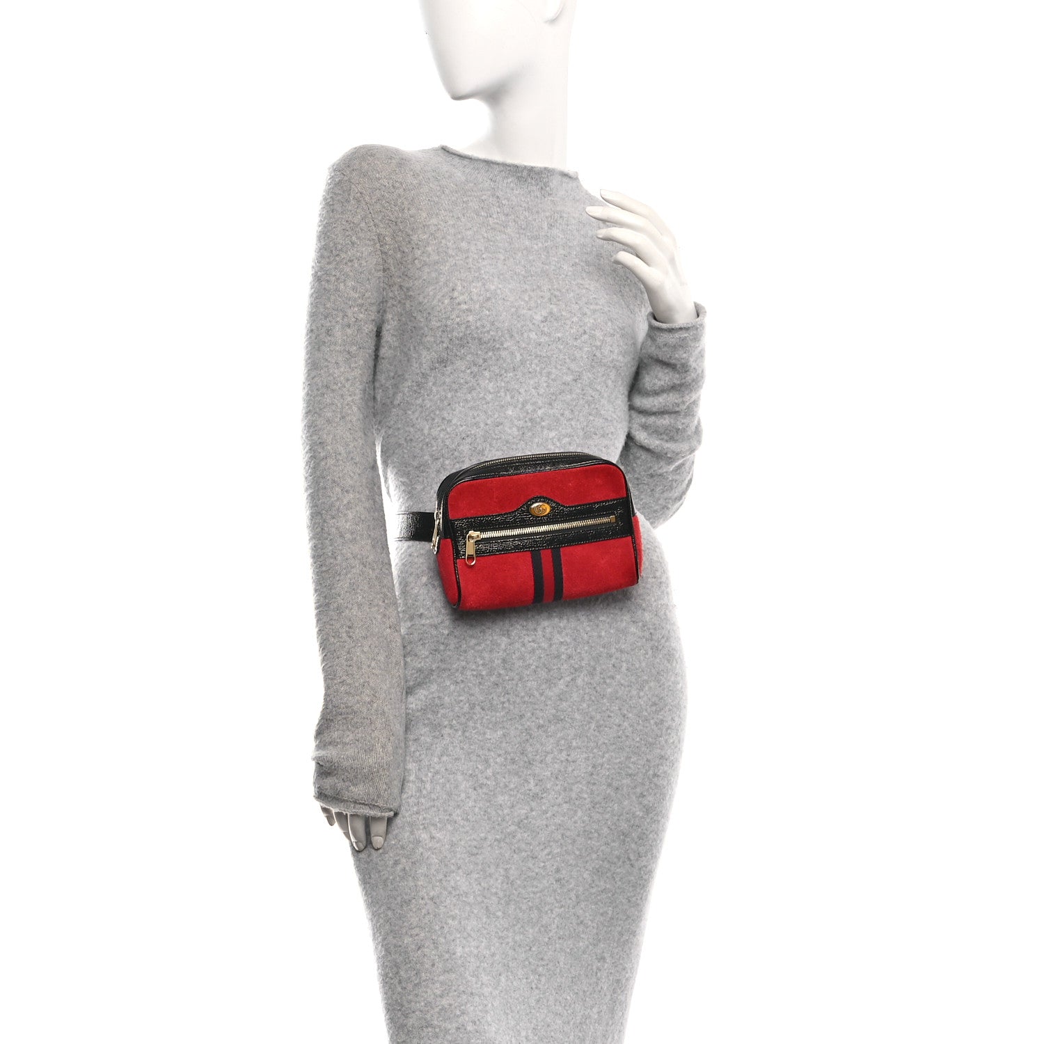 Gucci Suede Small Ophidia Belt Bag 85 34 Hibiscus Red 2 of 15