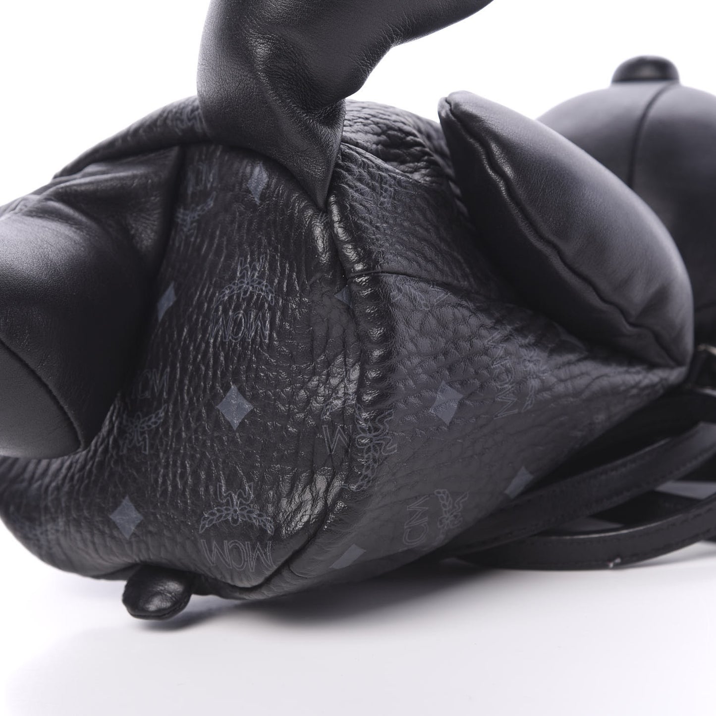 Calfskin Visetos Rabbit Zoo Doll Crossbody Black