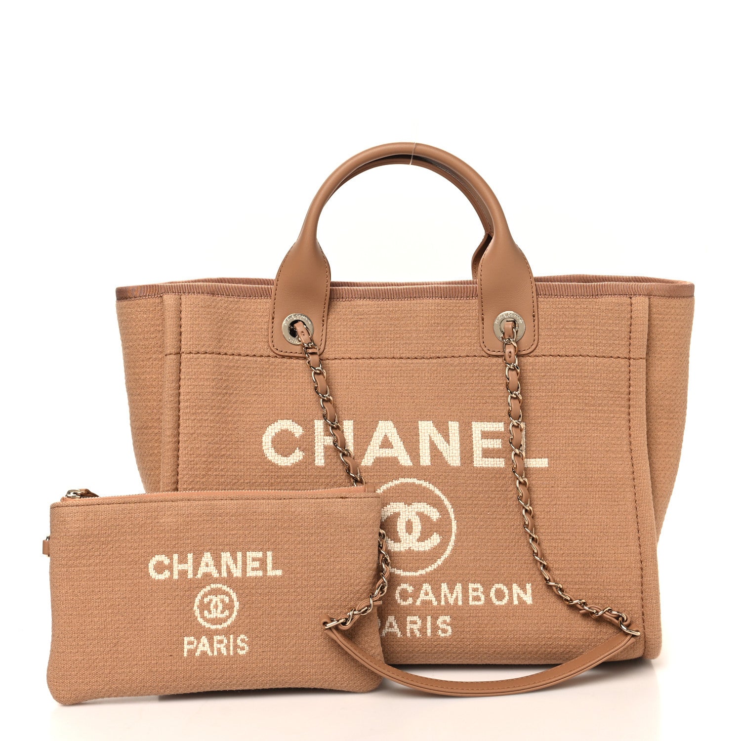 Chanel Mixed Fibers Small Deauville Tote Camel 3 of 12