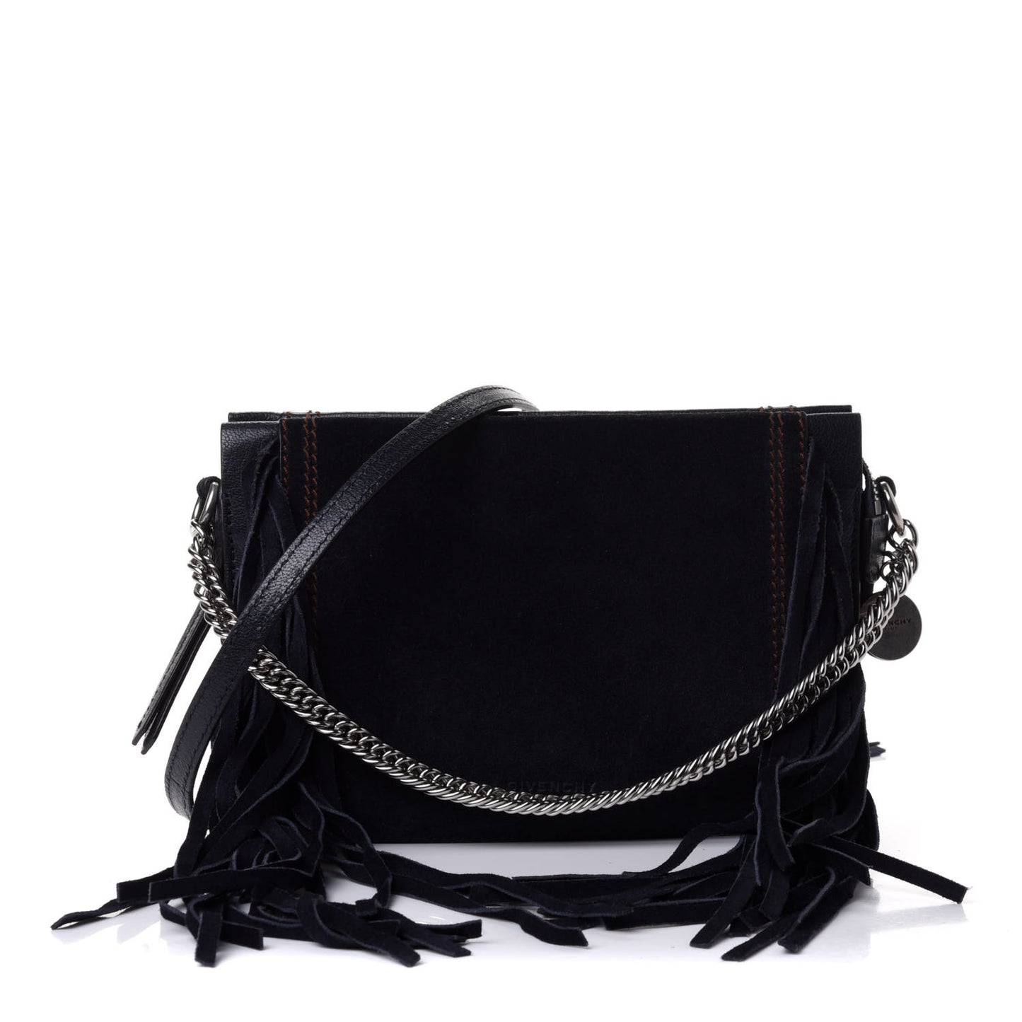 Calfskin Suede Fringe Cross 3 Crossbody Bag Dark Blue