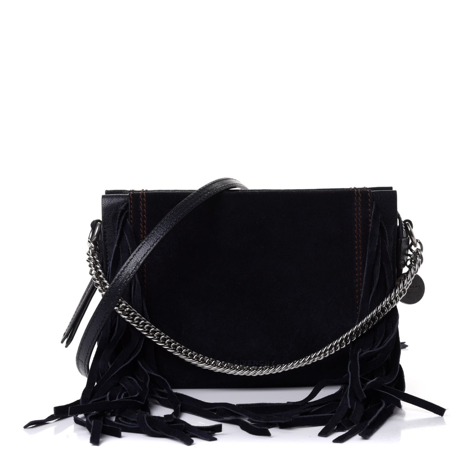 Givenchy Calfskin Suede Fringe Cross 3 Crossbody Bag Dark Blue 1 of 4