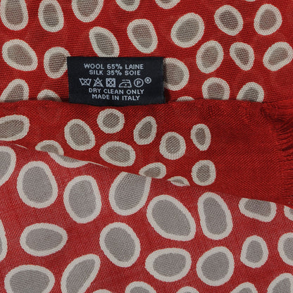 Hermes Silk Wool Modern Fringe Scarf Red Grey 6 of 6