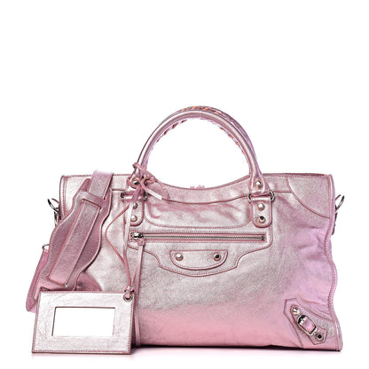 Balenciaga Metallic Agneau Classic Silver Hardware S City Sparkle Pale Rose 1 of 12