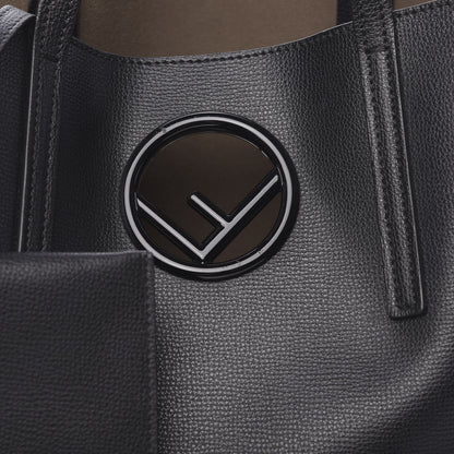 Fendi Vitello Vienna Enamel F is Fendi Shopping Tote Black Taupe 8 of 10