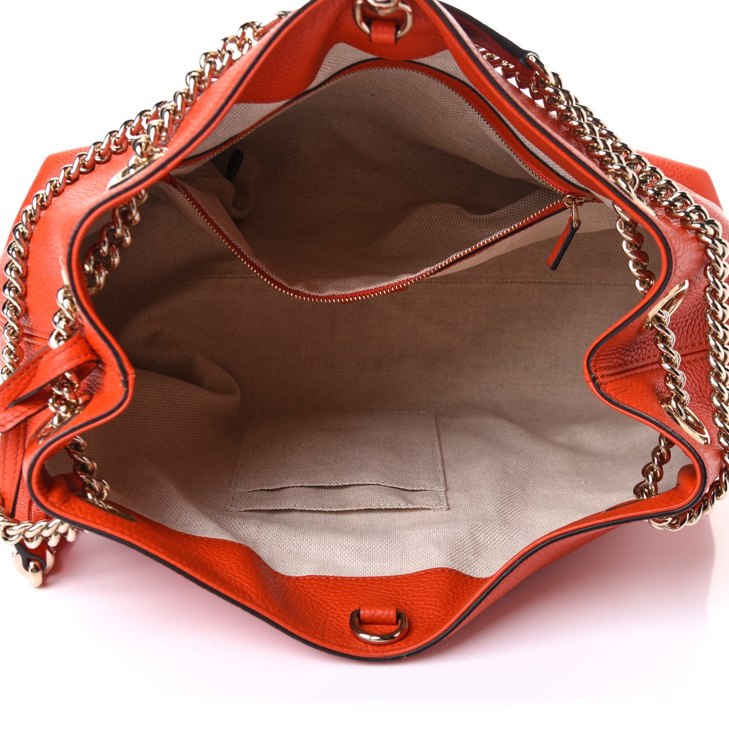 Pebbled Calfskin Medium Soho Chain Shoulder Bag Sun Orange