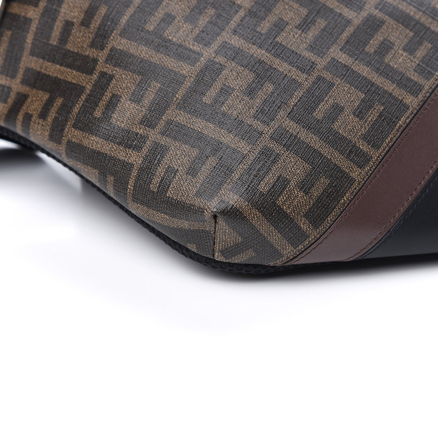 Glazed Fabric Vitello Liberty FF 1974 Diagonal Belt Bag Tobacco Moresco Black