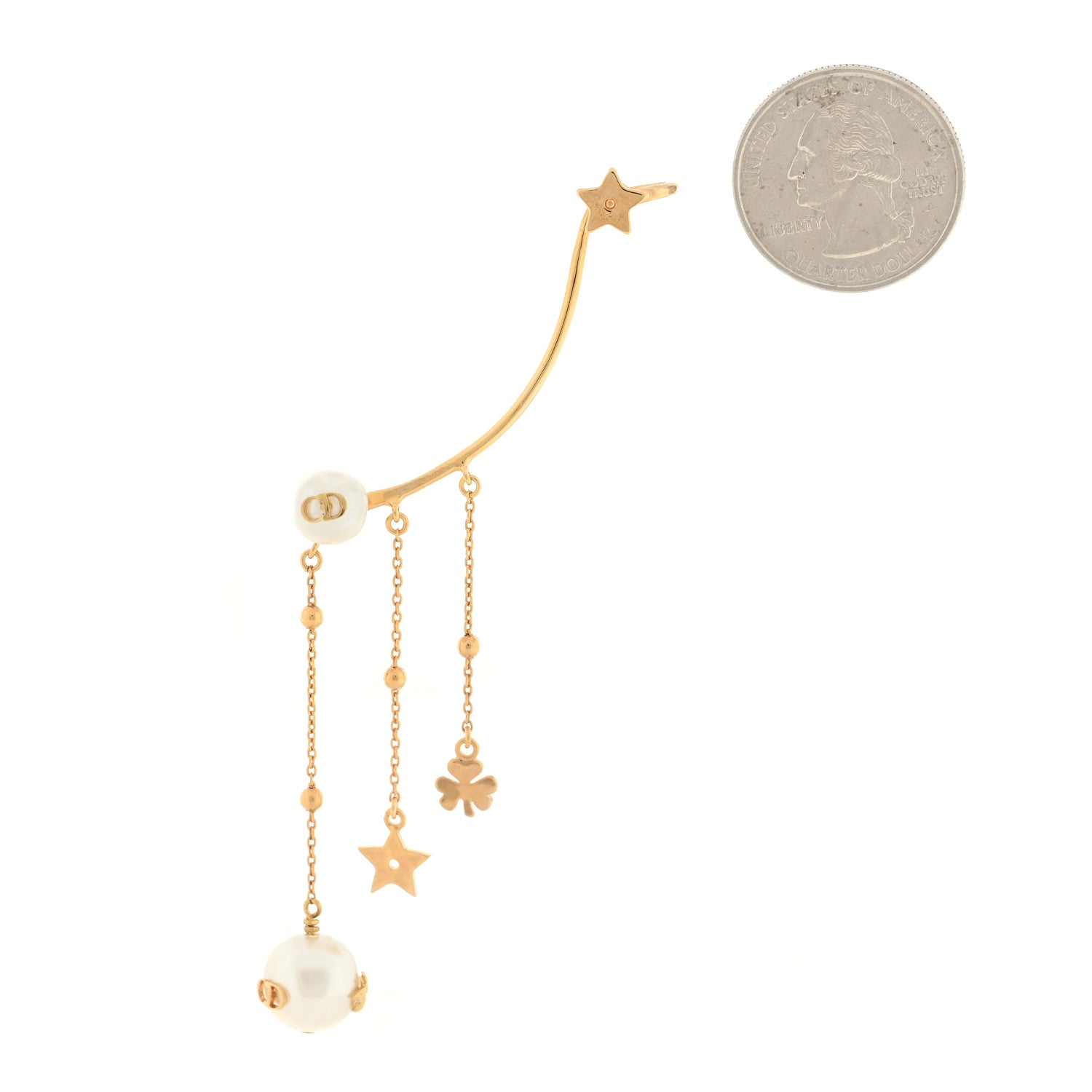 Christian Dior Pearl Perles De Desir Ear Cuff Gold White 2 of 4