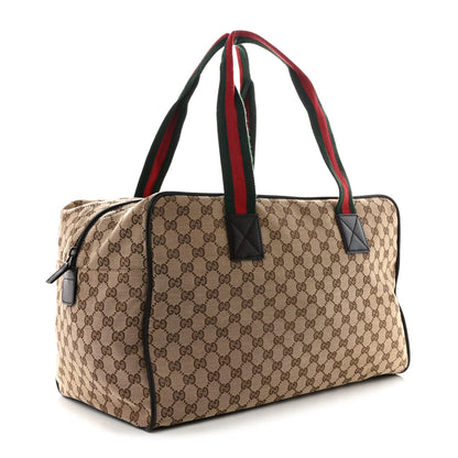 Gucci GG Monogram Web Medium Collapsible Carry On Duffle Beige Brown 2 of 9