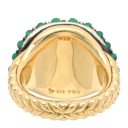 David Yurman 18K Yellow Gold Sterling Silver Green Onyx Osetra Pinky Ring 45 3.25 4 of 5