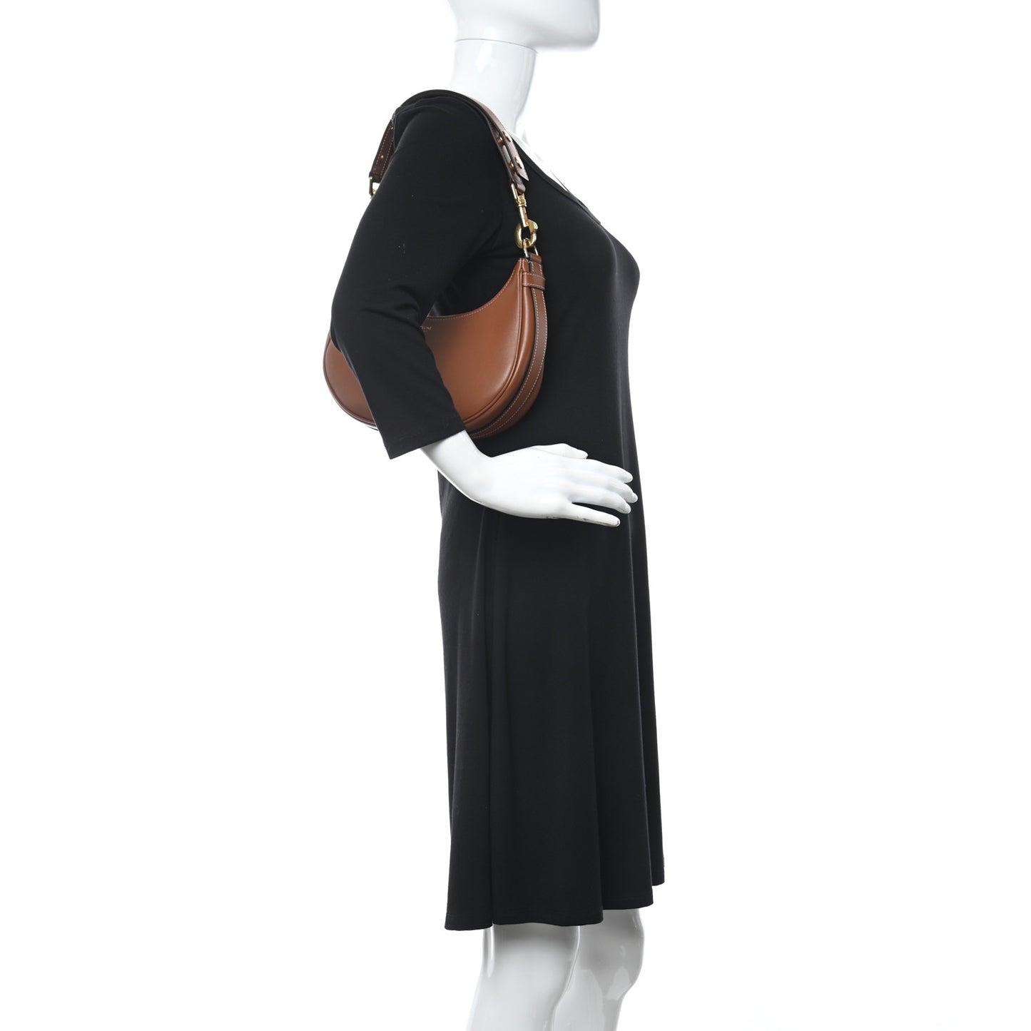 Smooth Calfskin Medium Strap Ava Shoulder Bag Tan