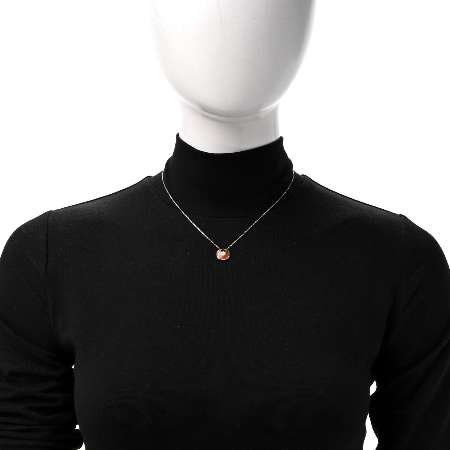 18K Pink Gold Diamond Carnelian XS Amulette de Cartier Pendant Necklace