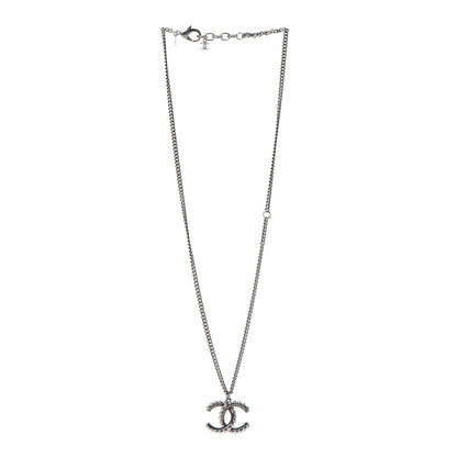 Chanel Pearl CC Pendant Necklace Silver 3 of 8