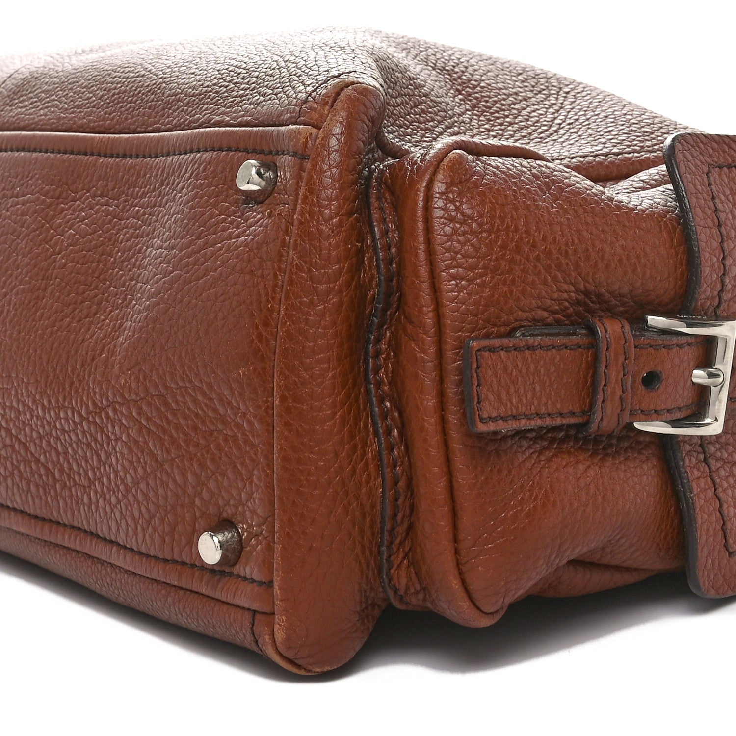 Prada Vitello Daino Buckle Shoulder Bag Tabacco 9 of 10